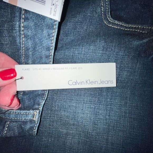 Calvin Klein flare leg blue jeans 12 NWT - Picture 7 of 7